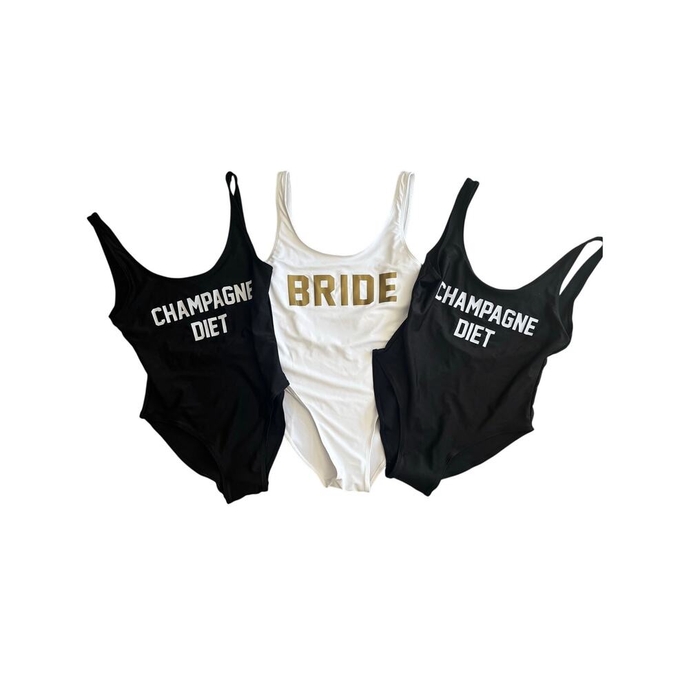 NWT Dainty Hooligan Bride & Bridesmaid - Champagne Diet Swimsuit Sizes Sm & Med